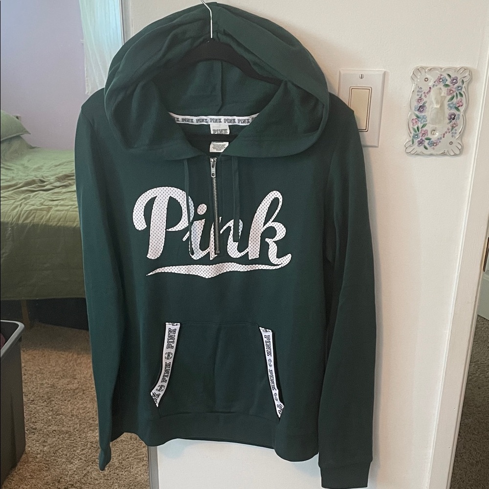 Victoria's Secret Dark Green Zip-Up Hoodie